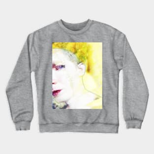 Portrait, digital collage and special processing. Face glimpse.Very beautiful guy. Very soft. Warm yellow, white. Crewneck Sweatshirt